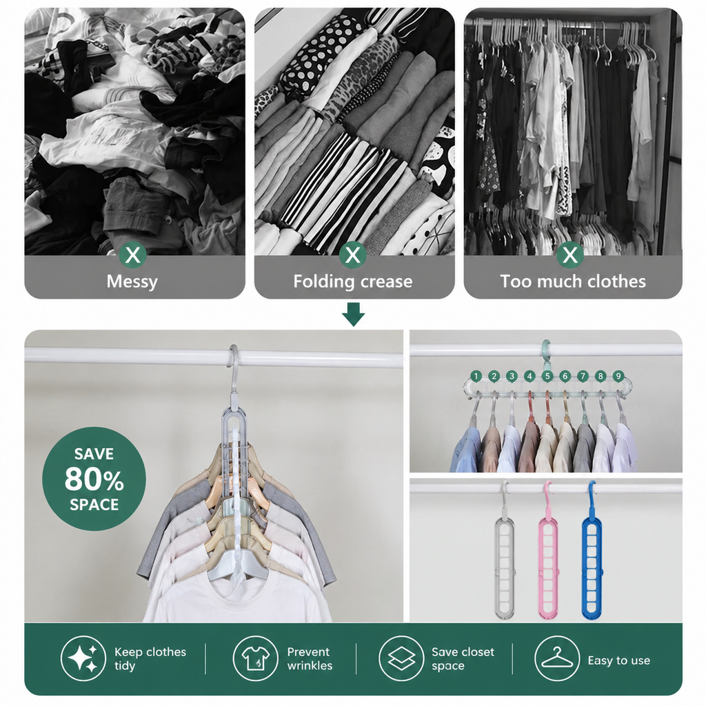 9-in-1 Pants hangers save space™